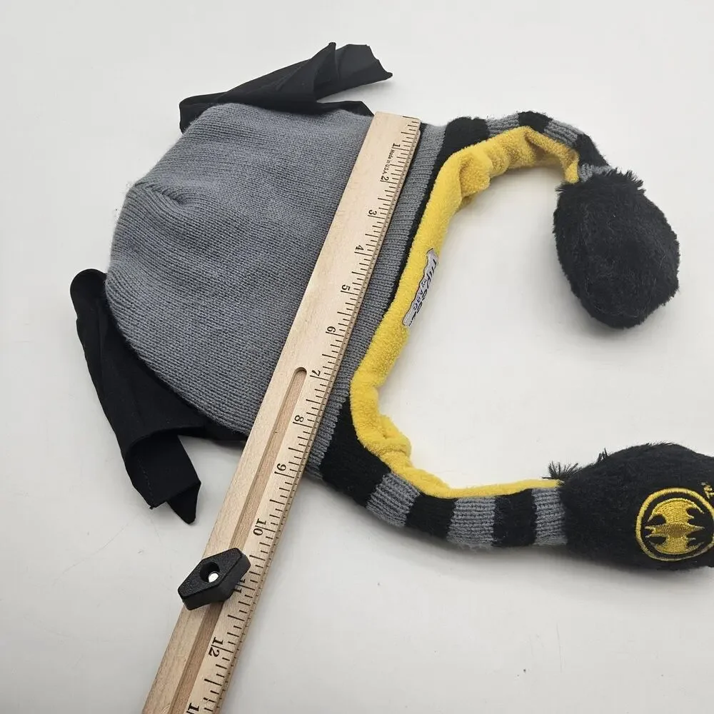 Batman Hat Cap Flipeez‎ Snap Back Youth One Size Gray Black Yellow Bat Ears Cozy